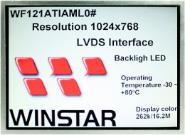 TFT-дисплей WF121A с размером видимой области 12,1" и LVDS-интерфейсом