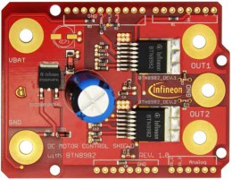 Arduino совместимая плата управления DC двигателем от Infineon на основе микросхем полумоста  BTN8982TA