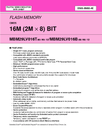 Datasheet  MBM29LV016B