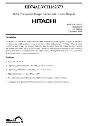 Datasheet  HD74ALVCH162373