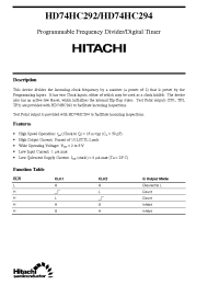 Datasheet  HD74HC292