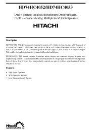 Datasheet  HD74HC4052