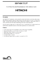 Datasheet  HD74HCT137