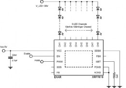 XRP7618 — 8-канальный драйвер светодиодов по 100 мА на канал от Exar