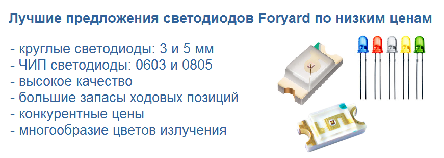 Светодиоды Foryard по низким ценам со склада в Москве
